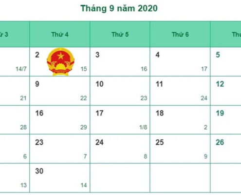Lịch nghỉ lễ quốc khánh 2/9/2020