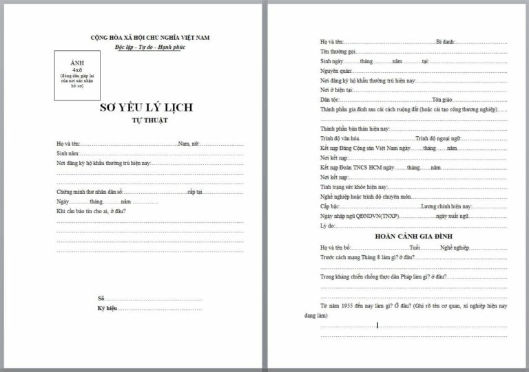 Mẫu sơ yếu lý lịch tự thuật mới đầy đủ nhất năm [year]