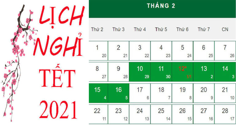 Lịch nghỉ tết dương lịch và tết nguyên đán năm 2021 chính thức