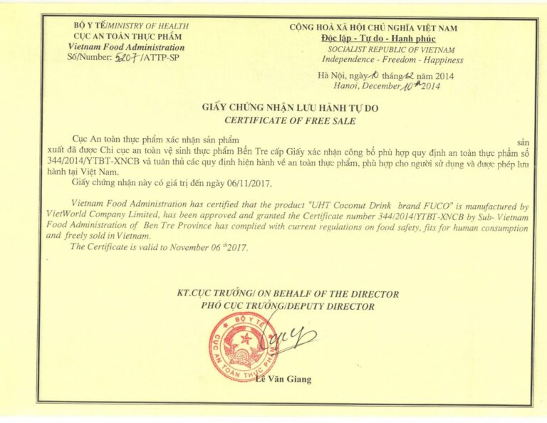 Dịch vụ tư vấn thủ tục cấp Giấy chứng nhận lưu hành tự do (CFS) nhanh, trọn gói, giá rẻ nhất