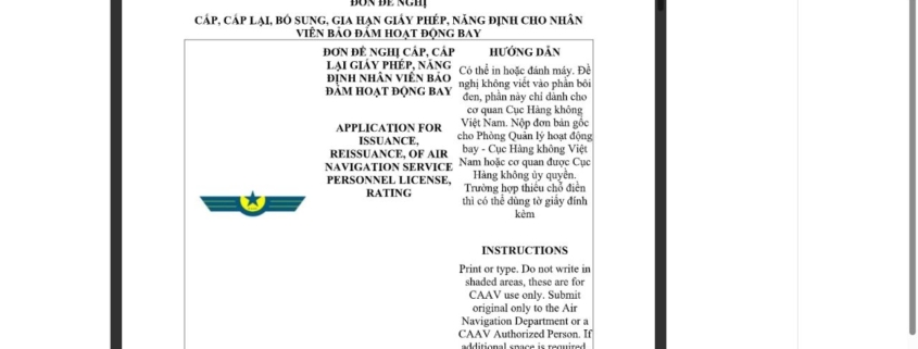MẪU ĐƠN ĐỀ NGHỊ CẤP, CẤP LẠI, BỔ SUNG, GIA HẠN GIẤY PHÉP, NĂNG ĐỊNH CHO NHÂN VIÊN BẢO ĐẢM HOẠT ĐỘNG BAY